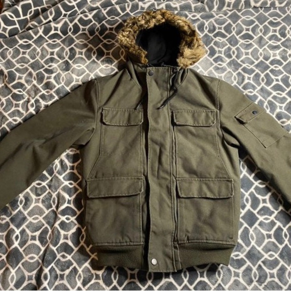 H&M Dark green womens winter coat jacket parka
